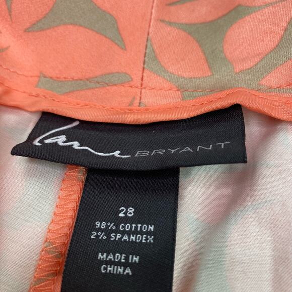 Lane Bryant Women's Floral Print Ankle Pants Size 28 Peach Beige Sateen NWT - Picture 6 of 16